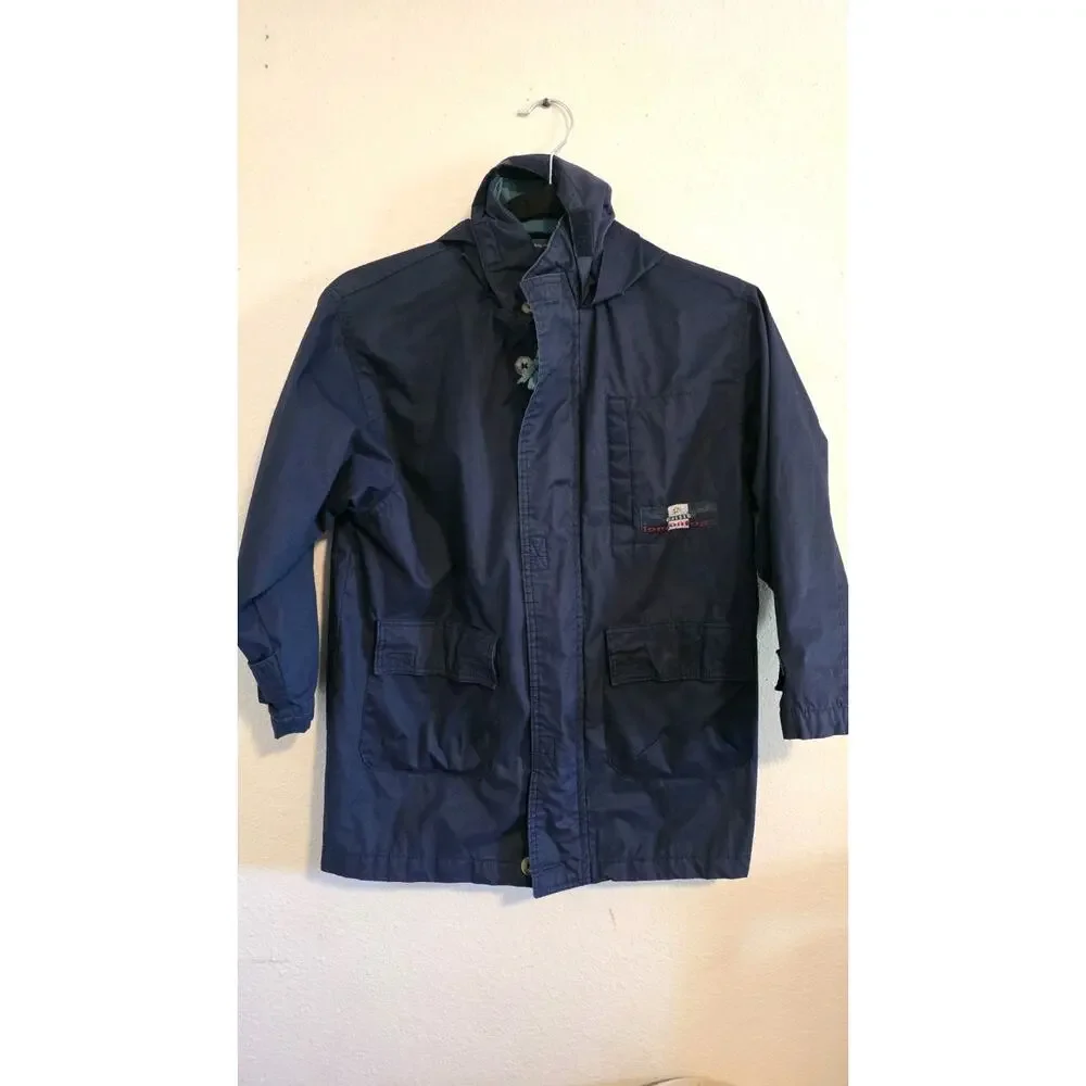 Vintage London Fog Kids Plaid Lined Jacket Navy Blue Size 7 L